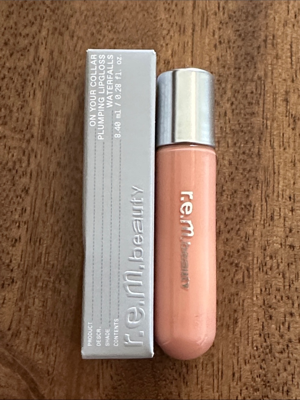 NIB R.e.m. Beauty On Your Collar Plumping Lip Glass Nude Pink Waterfalls